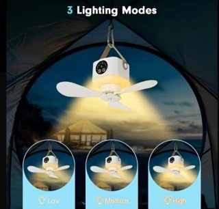 Ventilatore a sospensione ricaricabile con luce e telecomando