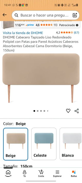 Cabecero Polipiel Beige 150cm