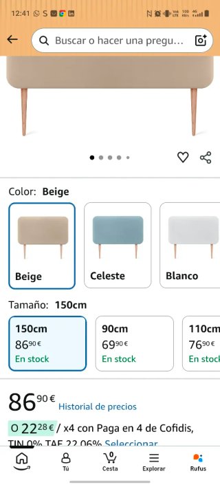 Cabecero Polipiel Beige 150cm