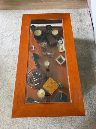 Mesa de centro elevable madera y cristal