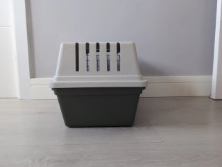 Transportín para animales beige y verde