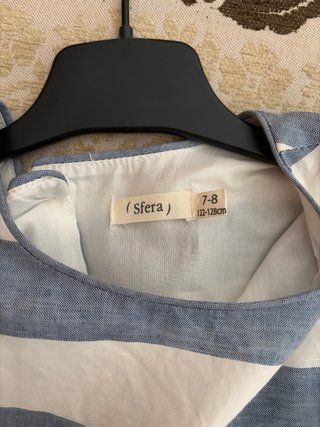 Vestido niña rayas azul y blanco