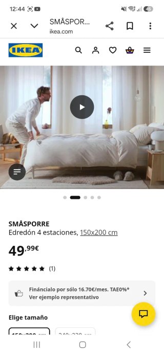Edredón IKEA SMÅSPORRE 4 estaciones