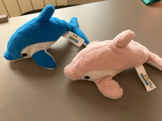 2 Mini Delfines de Peluche (Azul y Rosa)