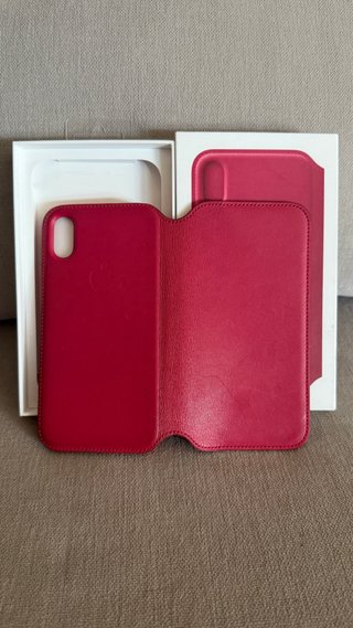 Funda iPhone X Leather Folio Berry Original