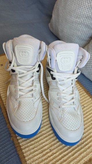 Zapatillas Gucci caña alta blancas y azules