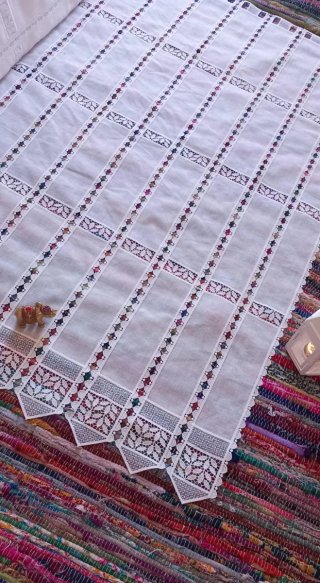 Cortina Macramé Confeccionada PasabarraAlto 145cm