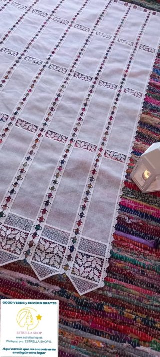 Cortina Macramé Confeccionada PasabarraAlto 145cm