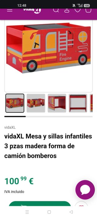 Mesa infantil camión bomberos