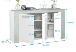Armario buffet comedor gris y blanco