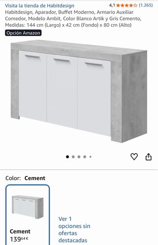 Armario buffet comedor gris y blanco
