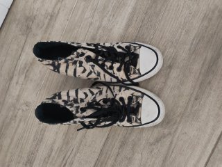 Converse cuña estampado blanco y negro