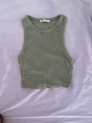 Top verde Zara canalé