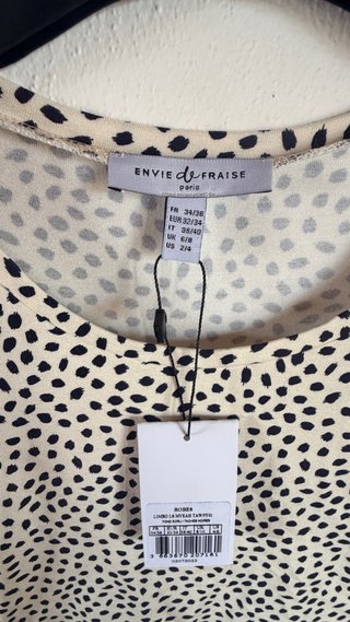Abito longuette a pois beige e nero Envie de Frais