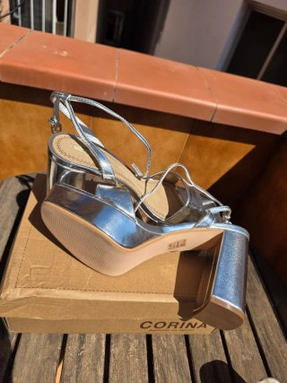 Sandalias tacón CORINA plateadas
