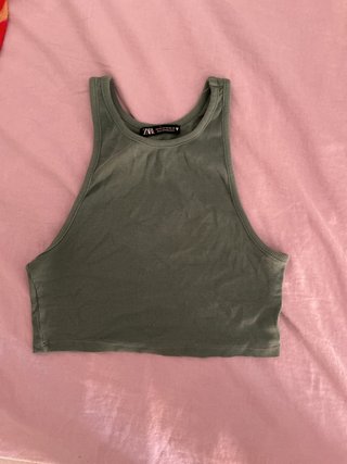 Top Zara verde canalé