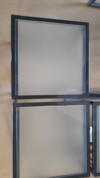 Mesa auxiliar cristal y metal gris antracita