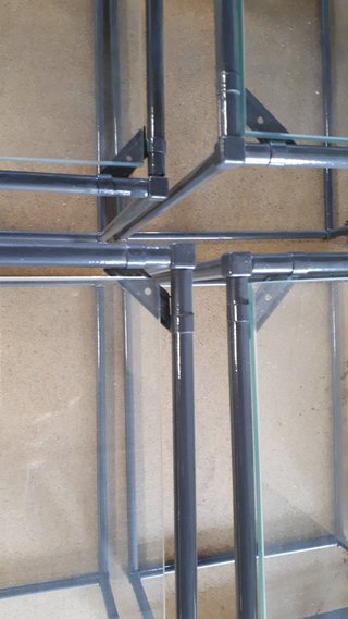 Mesa auxiliar cristal y metal gris antracita