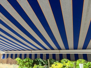 Lona de toldo rayas azul y gris