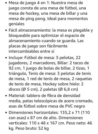 Mesa Multijuegos 4 en 1 Plegable