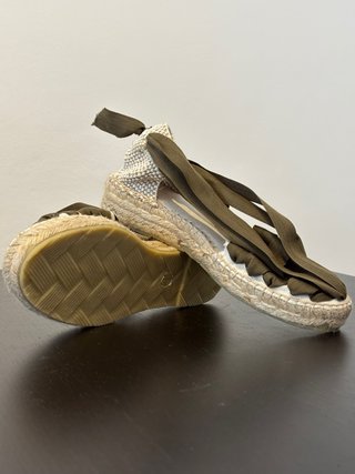 Sandalias Esparto con cintas verdes - Talla 39