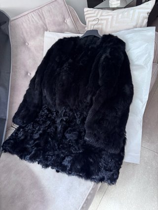 Abrigo Piel Negro Nuevo Elegante