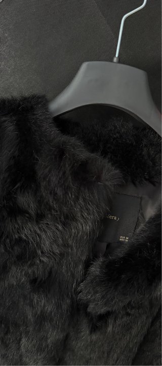 Abrigo Piel Negro Nuevo Elegante