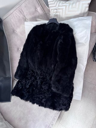 Abrigo Piel Negro Nuevo Elegante