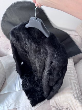 Abrigo Piel Negro Nuevo Elegante