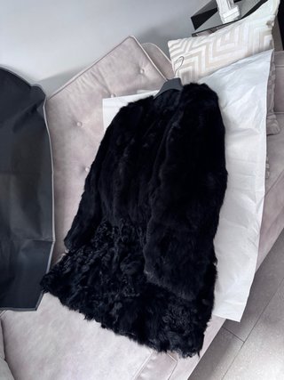 Abrigo Piel Negro Nuevo Elegante