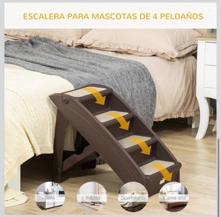 Escalera plegable para mascotas PawHut 4 peldaños