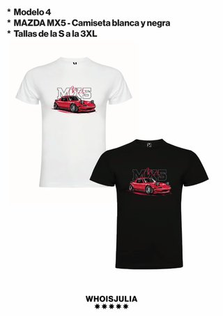 Camiseta Mazda MX5 Blanca o Negra