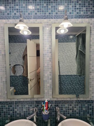 2 Espejos y 2 Apliques de Luz Baño