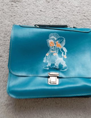 Cartera vintage infantil azul. Bolso vintage.