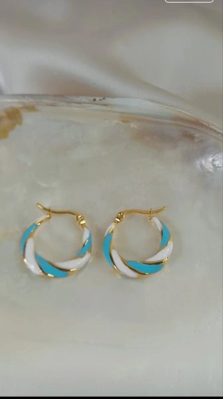 Pendientes Aro Trenzados Azul y Blanco
