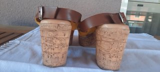 Sandalias de Cuña Fiordi Shoes de Piel Calada -36