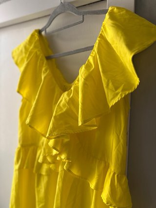 Vestido Sfera amarillo boho midi volantes