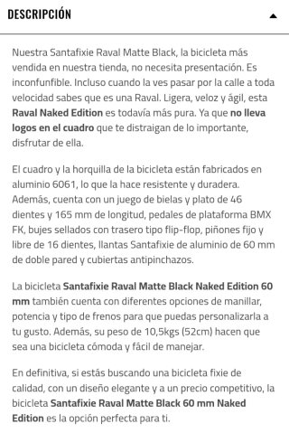 Bicicleta Fixie Santafixie Raval Naked Edition