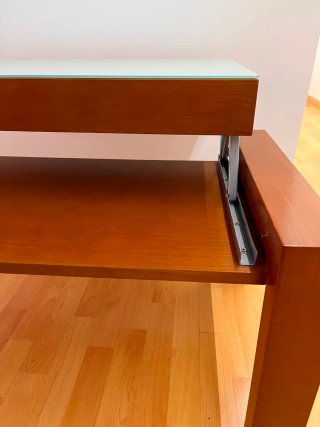 Mesa de centro elevable madera y cristal