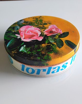 Caja Metálica Vintage Flores Rosas.