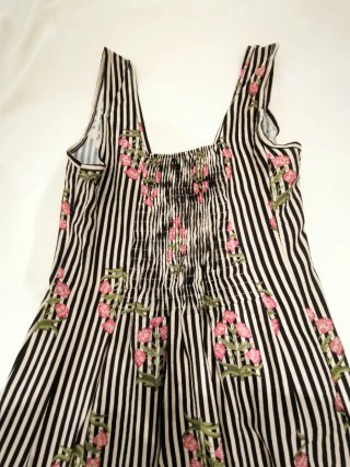 Vestido midi estampado rayas y flores