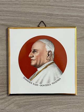 Quadretto vintage Papa Giovanni XXIII Ceramica