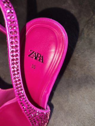 Zapatos Zara rosa fucsia brillos 35