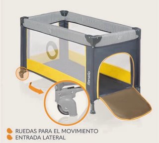 Parque cuna Lionelo gris y amarillo. Sin abrir