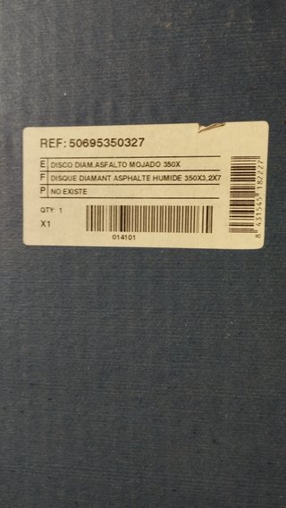 Disco para corte de asfalto en mojado