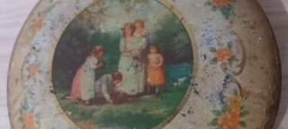 Caja Lata Litografiada Vintage Flores Niños