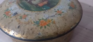 Caja Lata Litografiada Vintage Flores Niños
