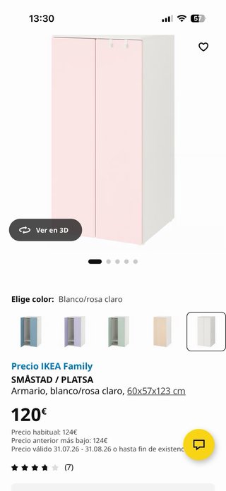 Armario infantil Smastad IKEA rosa