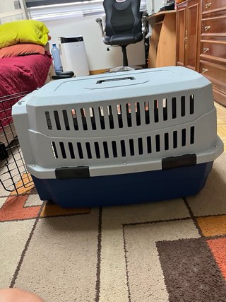 Transportín para mascotas azul y gris
