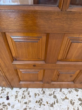 Puerta doble madera con cristal biselado